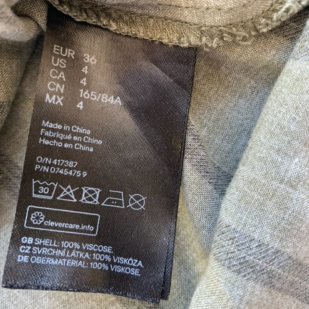 H&M Tunic beach shirt striped dress green olive size 4 woman’s - Picture 7 of 12